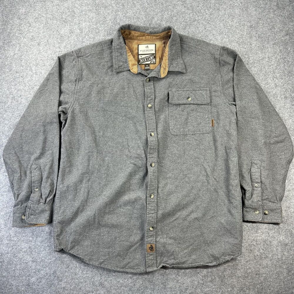 Legendary Whitetails Shirt Mens XL Gray Flannel Long Sleeve Buck Camp Casual